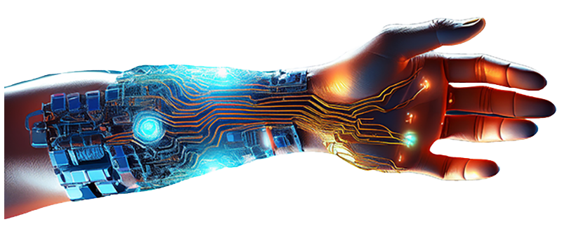 Arm with implanted chip